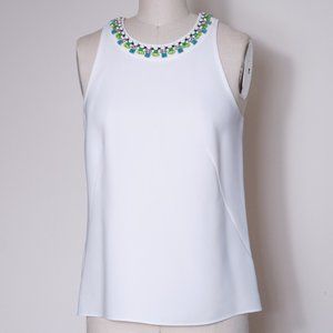 ANN TAYLOR: Jeweled Collared Sleeveless Blouse